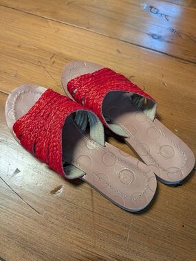 Boden Red Braided Slide Sandals